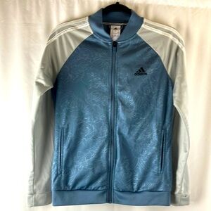 Adidas slat blue and silver floral print track jacket size small